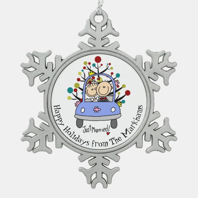 Personalized Bride and Groom Snowflake Ornament (Vorderseite)