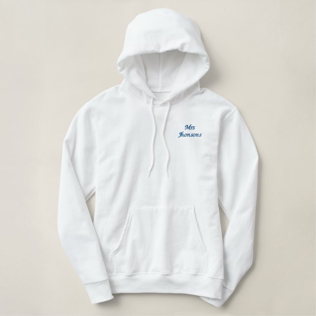 Personalized Bride Honeymoon Gift, Custom Mrs  Bestickter Hoodie (Design vorne)
