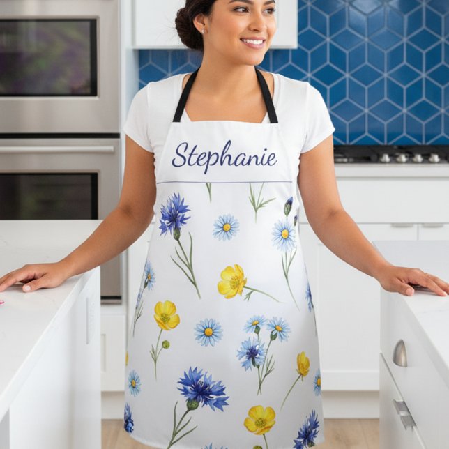 Personalized Bright Wildflower Poppy Cornflower Schürze (Von Creator hochgeladen)