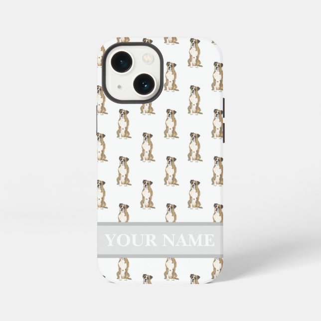 Personalized Brindle Boxer Dog iPhone 13 Mini Hülle (Rückseite)
