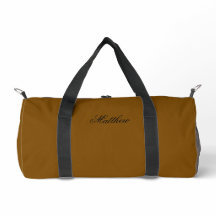Personalized Brown Duffle Bag With Custom Name