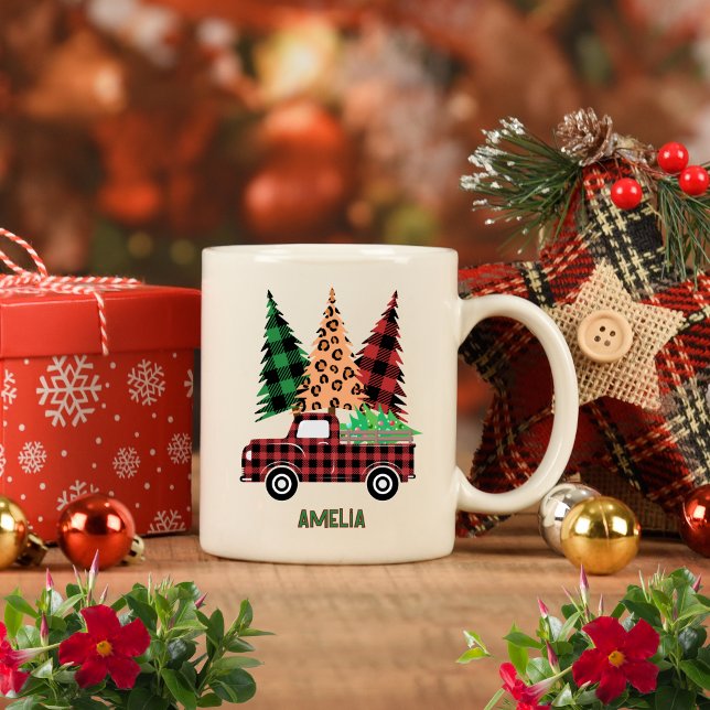 Personalized Buffalo Plaid Truck  Kaffeetasse (Von Creator hochgeladen)