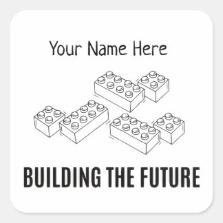 Personalized Building Bricks Quadratischer Aufkleber