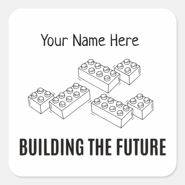 Personalized Building Bricks Quadratischer Aufkleber (Vorderseite)