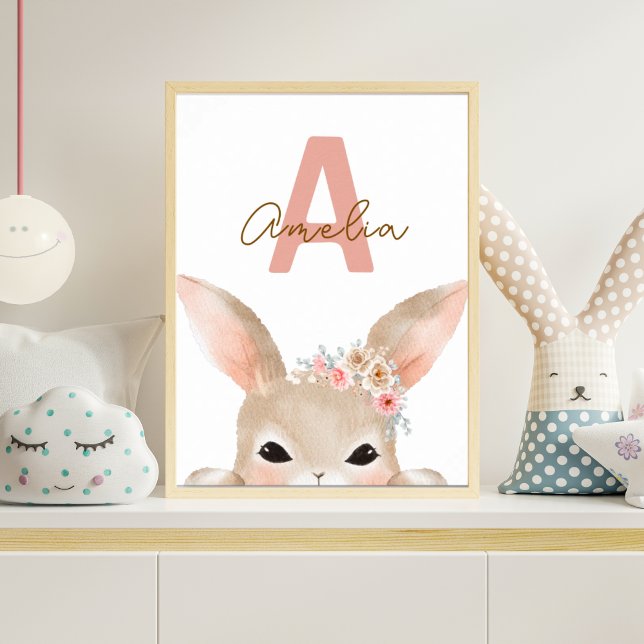Personalized Bunny Initial Nursery Wall Art Waterc Poster (Von Creator hochgeladen)