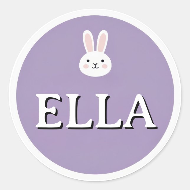 Personalized Bunny Name Sticker – Cute Design  (Vorderseite)