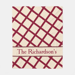 Personalized Burgundy Cream Lattice Elegant Chic Fleecedecke