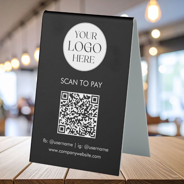 Personalized Business Logo QR Code Simple Modern Tischaufsteller (In situ)