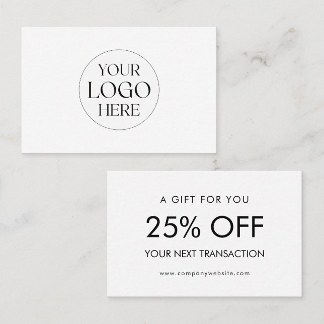 Personalized Business Logo Simple Discount Card Visitenkarte (Vorne/Hinten)