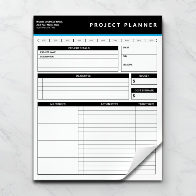 Personalized Business Project Planner Notepad Notizblock (Von Creator hochgeladen)