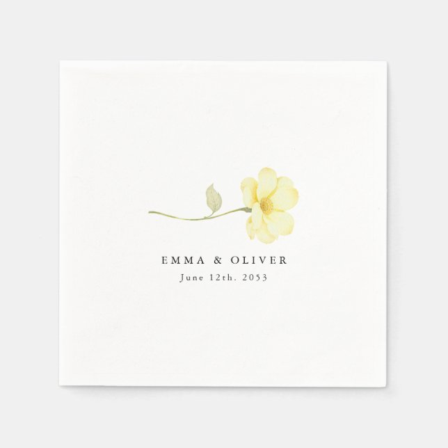 Personalized Butter Yellow Ivory Floral Wedding Serviette (Vorderseite)