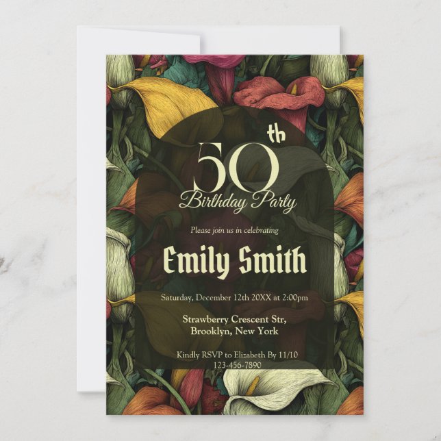 Personalized Call Lilies Floral 90Th Birthday Einladung (Vorderseite)