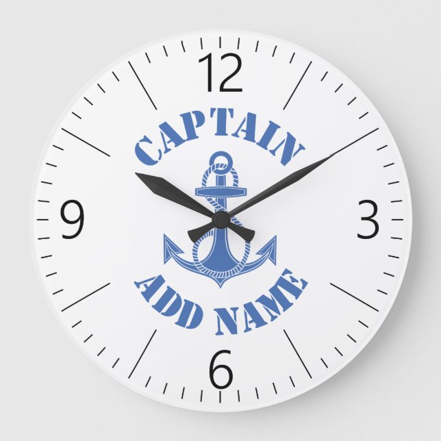 Personalized captain name boat große wanduhr (Vorderseite)