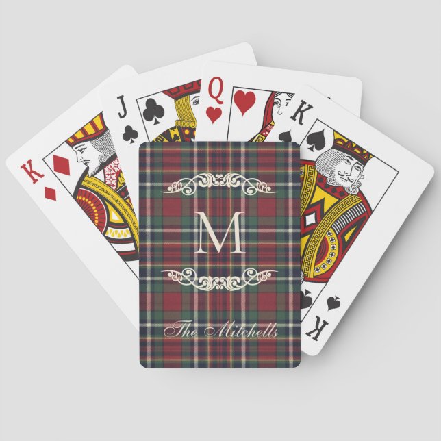 Personalized Card Deck With Blue Red Green Plaid Spielkarten (Rückseite)