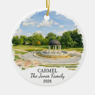 Personalized Carmel Ornament, Custom Indiana State Keramik Ornament