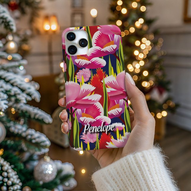 Personalized Cartoon Style Poppies Phone Case iPhone 16 Pro Hülle (Personalize Your Tech! Add a custom name to this artistic phone case. It's the perfect unique gift!)