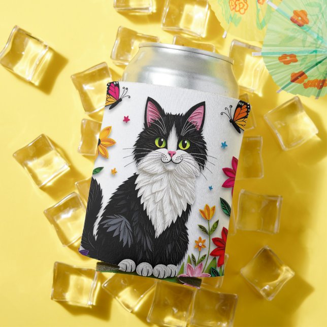 Personalized Cat, Flowers and Butterflies   Dosenkühler (In Situ Sommer)