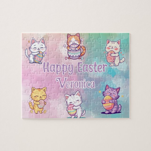 Personalized Cat Happy Easter (Horizontal)