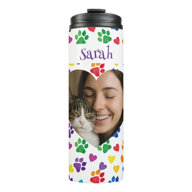 Personalized Cat Lover Tumbler – Custom Photo Thermosbecher (Vorderseite)
