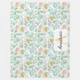Personalized  Cat Monogram Name Pastel High Tea Fleecedecke