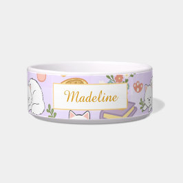 Personalized Cat Name Pastel Purple Bowl Ceramic Napf