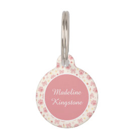 Personalized Cat Name Tag Pink Cat Paws Pastel Haustiermarke