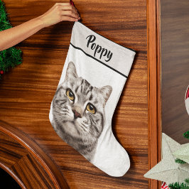 Personalized Cat Photo & Name Christmas Stocking  Großer Weihnachtsstrumpf