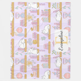 Personalized Cats Library Purple Pastel Girly Book Fleecedecke