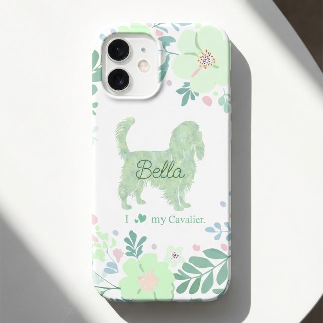 Personalized Cavalier - Mint Green Floral iPhone 16 Hülle (Von Creator hochgeladen)