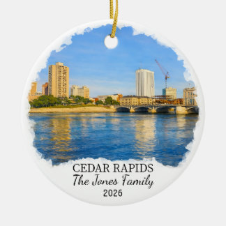 Personalized Cedar Rapids Ornament, Custom Iowa Keramik Ornament