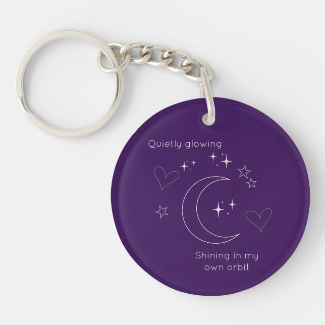 Personalized Celestial Line Art Purple Keychain (Devant)