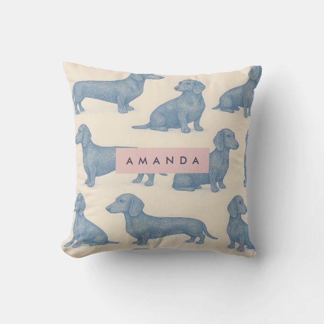 Personalized Charming Elegant Dachshund Pattern Kissen (Vorderseite)