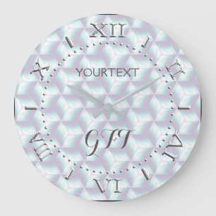 Personalized Checkered Mother of Pearl Style on Große Wanduhr