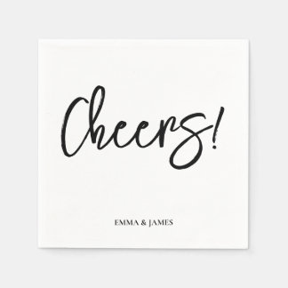 Personalized Cheers Wedding Rustic Hand lettering Serviette