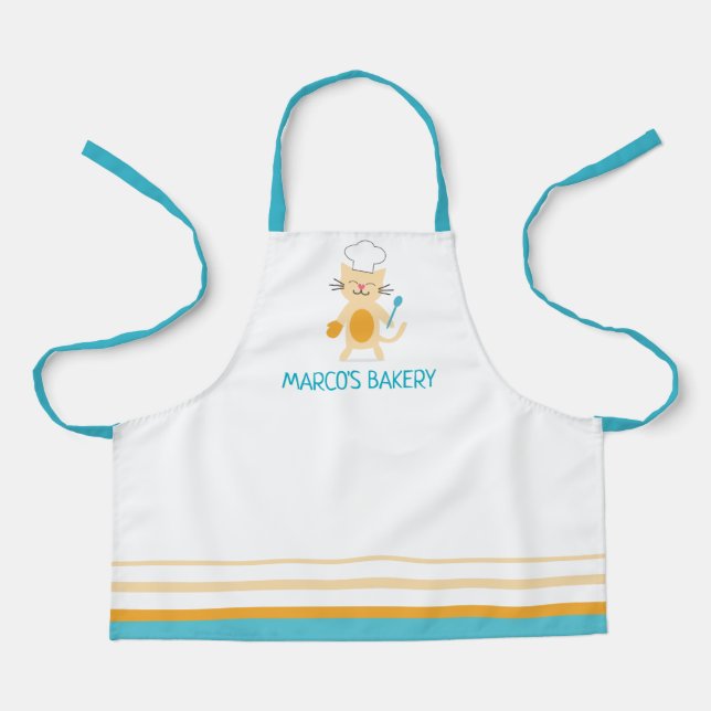 Personalized Chef Cat Baking Apron for Little Chef Schürze (Vorderseite)