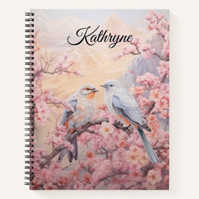 Personalized Cherry Blossom Bird  Notizbuch (Vorderseite)