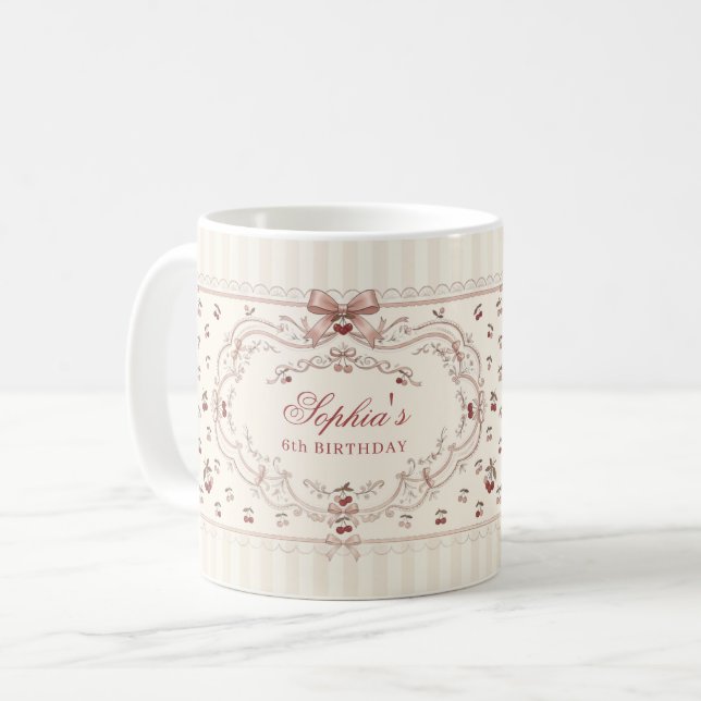 Personalized Cherry Bow Mug (Devant gauche)