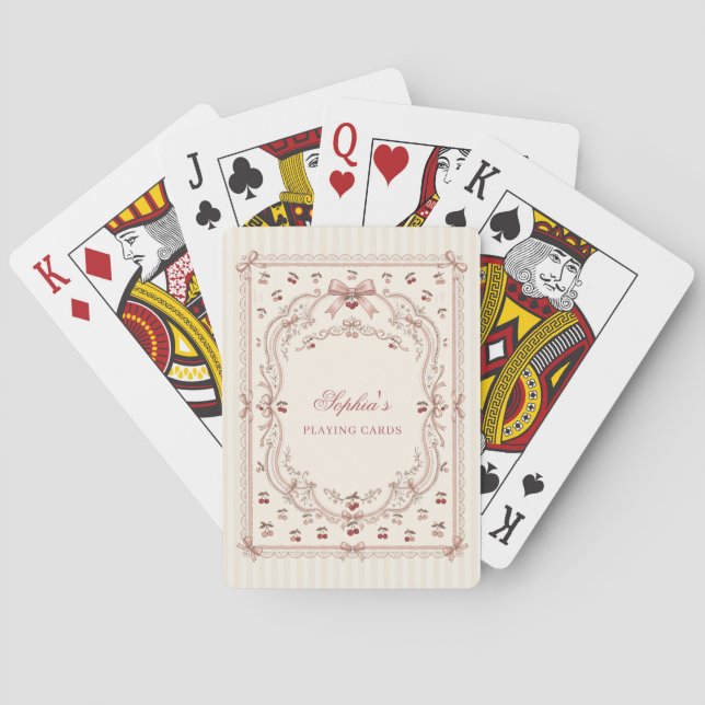 Personalized Cherry Bow Poker Playing Cards Spielkarten (Rückseite)
