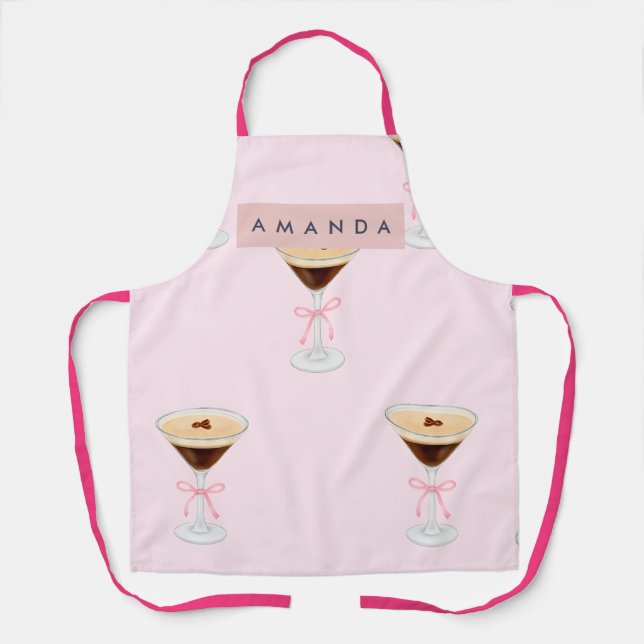 Personalized Chic Espresso Cocktail Pattern Schürze (Vorderseite)
