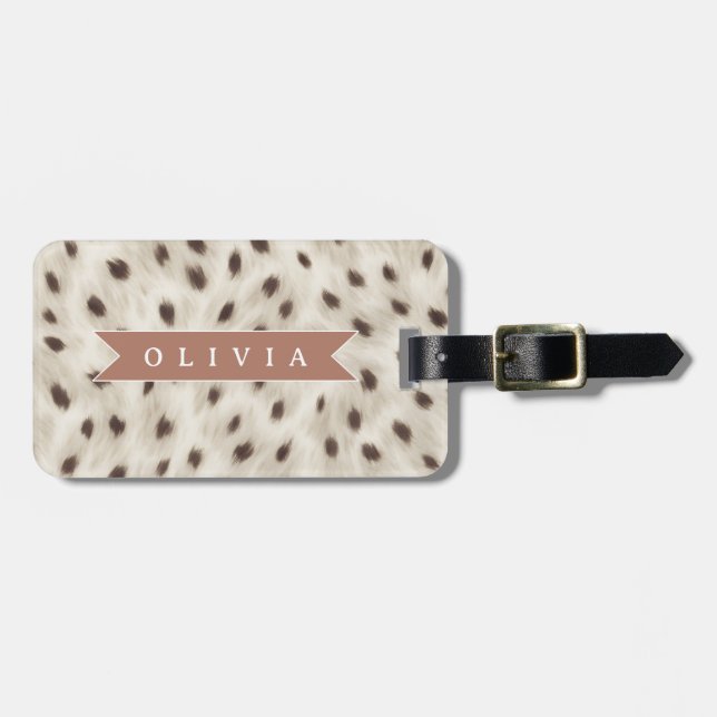 Personalized Chic Neutral Leopard Animal Print Gepäckanhänger (Vorderseite horizontal)