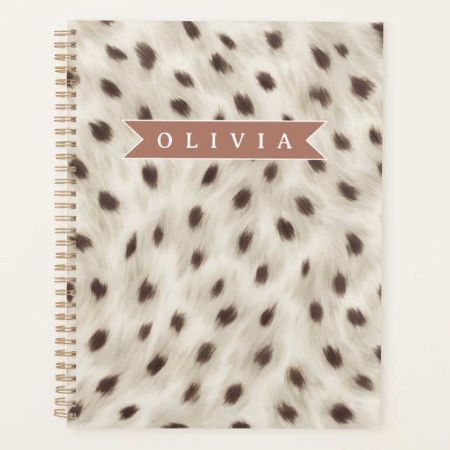 Personalized Chic Neutral Leopard Animal Print Planer (Vorderseite)