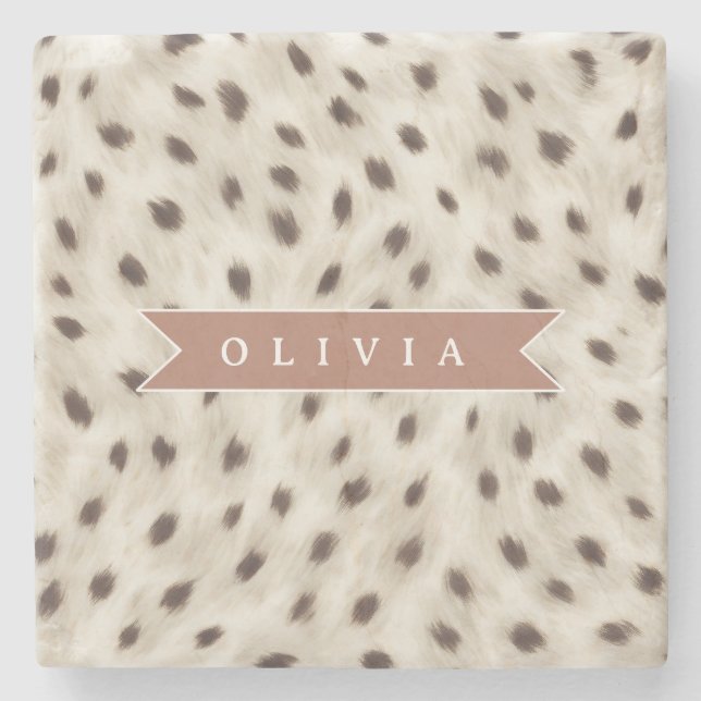 Personalized Chic Neutral Leopard Animal Print Steinuntersetzer (Vorderseite)