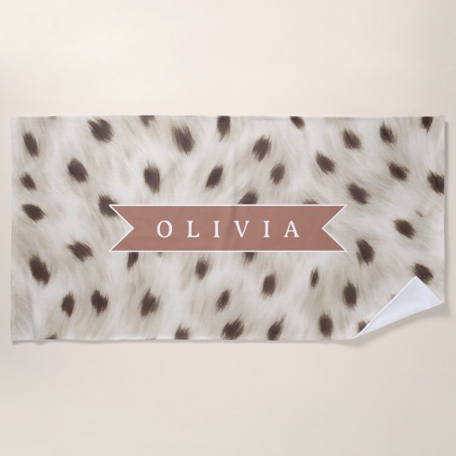 Personalized Chic Neutral Leopard Animal Print Strandtuch (Vorderseite)