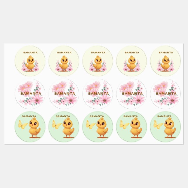 Personalized Chick Waterproof Labels  Etiketten (Blatt)