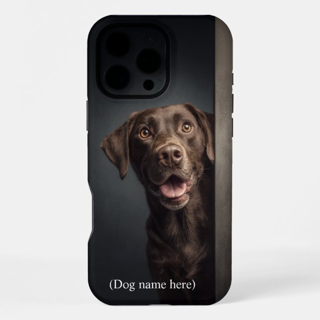 Personalized Chocolate Lab Portrait iPhone 16 Pro Max Hülle (Rückseite)
