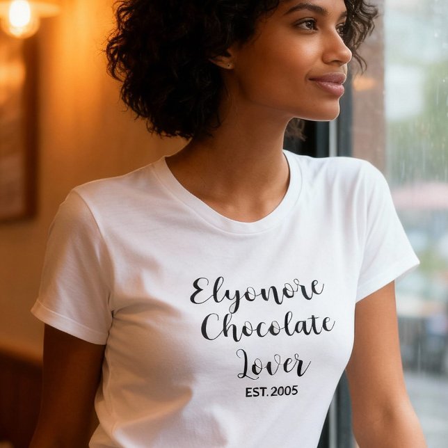 Personalized Chocolate Lover Name Established T-Shirt (Von Creator hochgeladen)