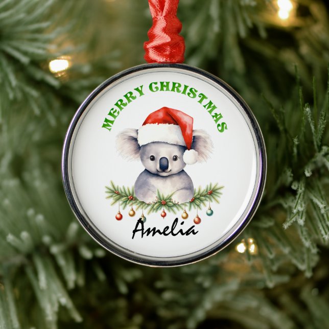 Personalized Christmas Aussie Animals Koala Ornament Aus Metall (Baum)