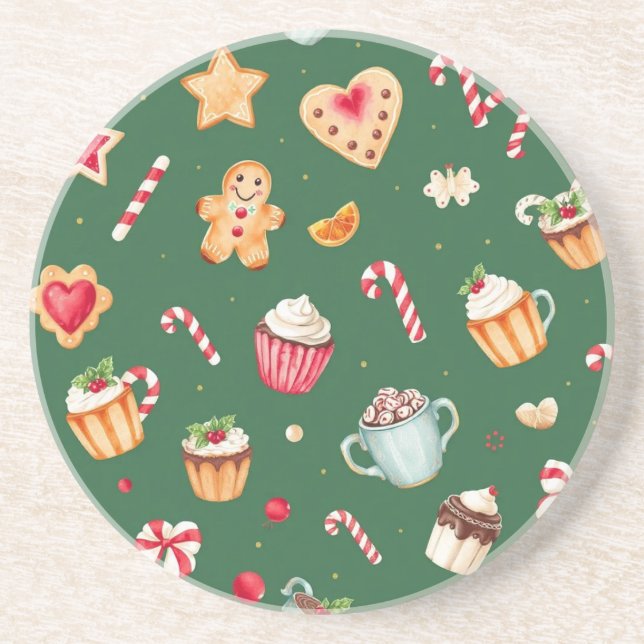 Personalized Christmas Baking Pattern Getränkeuntersetzer (Vorne)