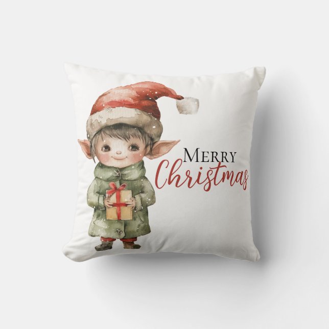 Personalized Christmas Elf Pillow – Custom Holiday Kissen (Vorderseite)