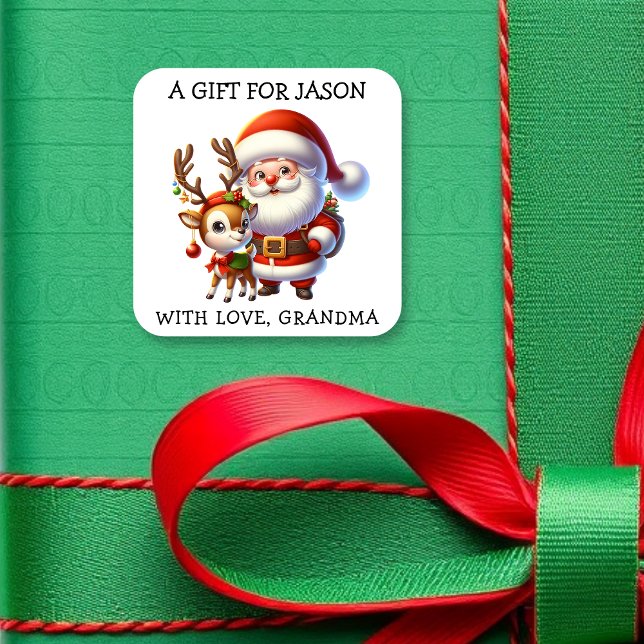 Personalized Christmas Gift Tags  Quadratischer Aufkleber (Von Creator hochgeladen)